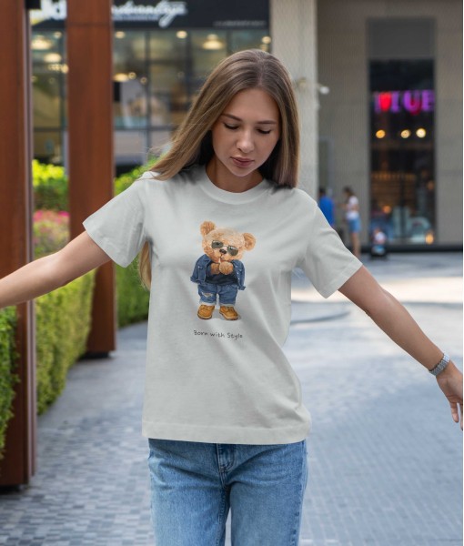 Дамска тениска с щампа Мечета Born with style